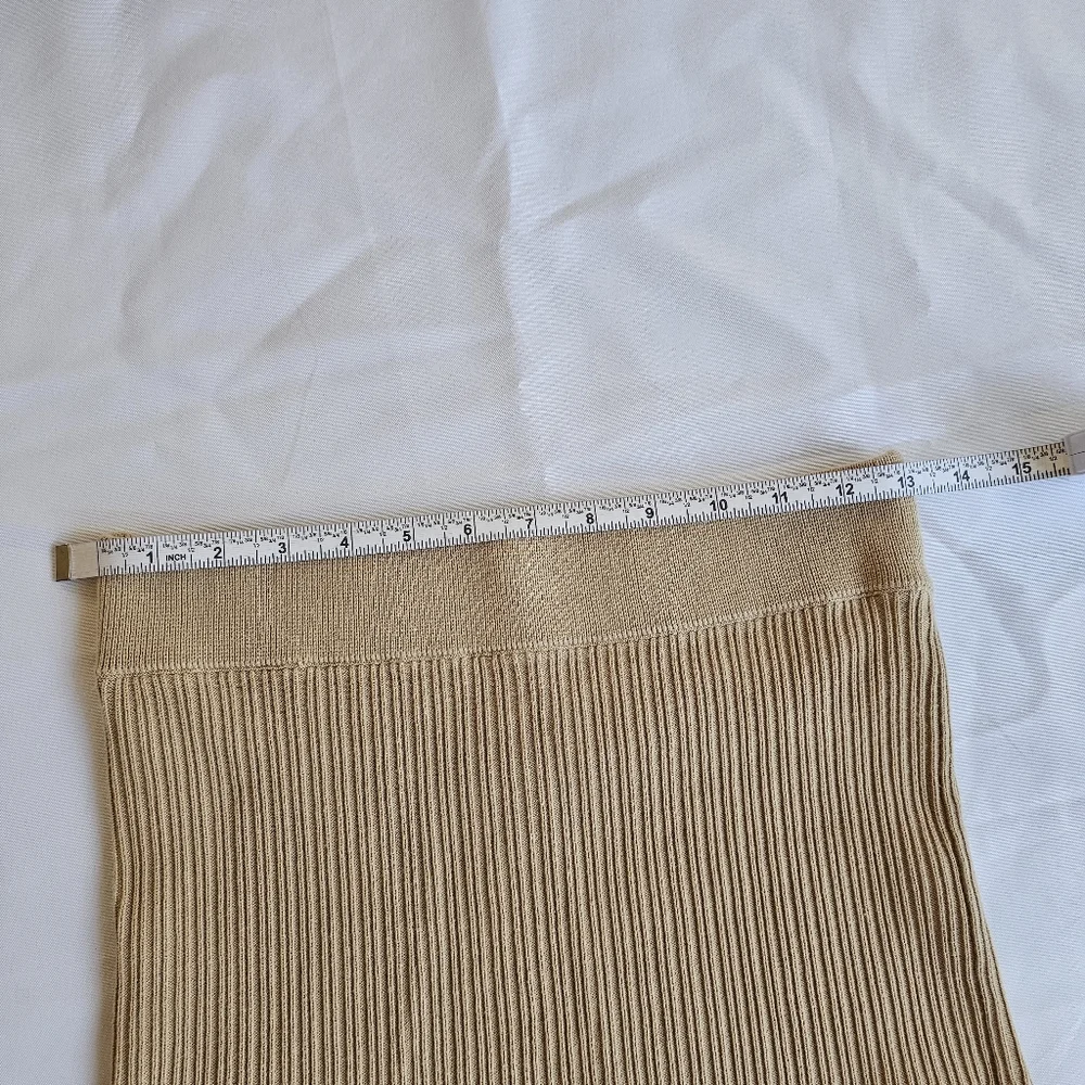 Free People Knit Tan Ribbed Midi Skirt - size XS - Picture 5 of 6